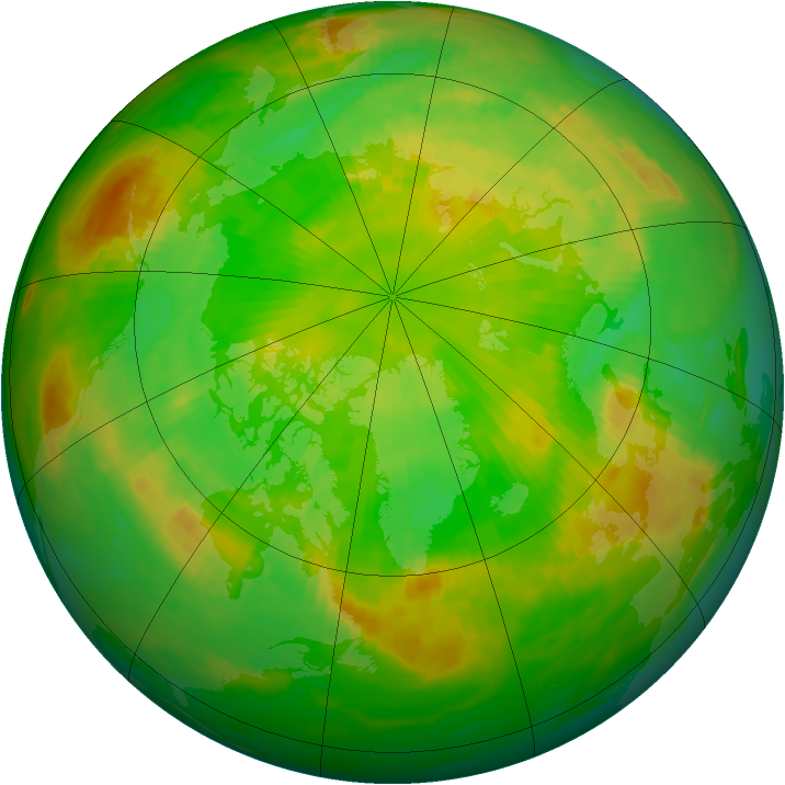 Arctic ozone map for 19 June 1991